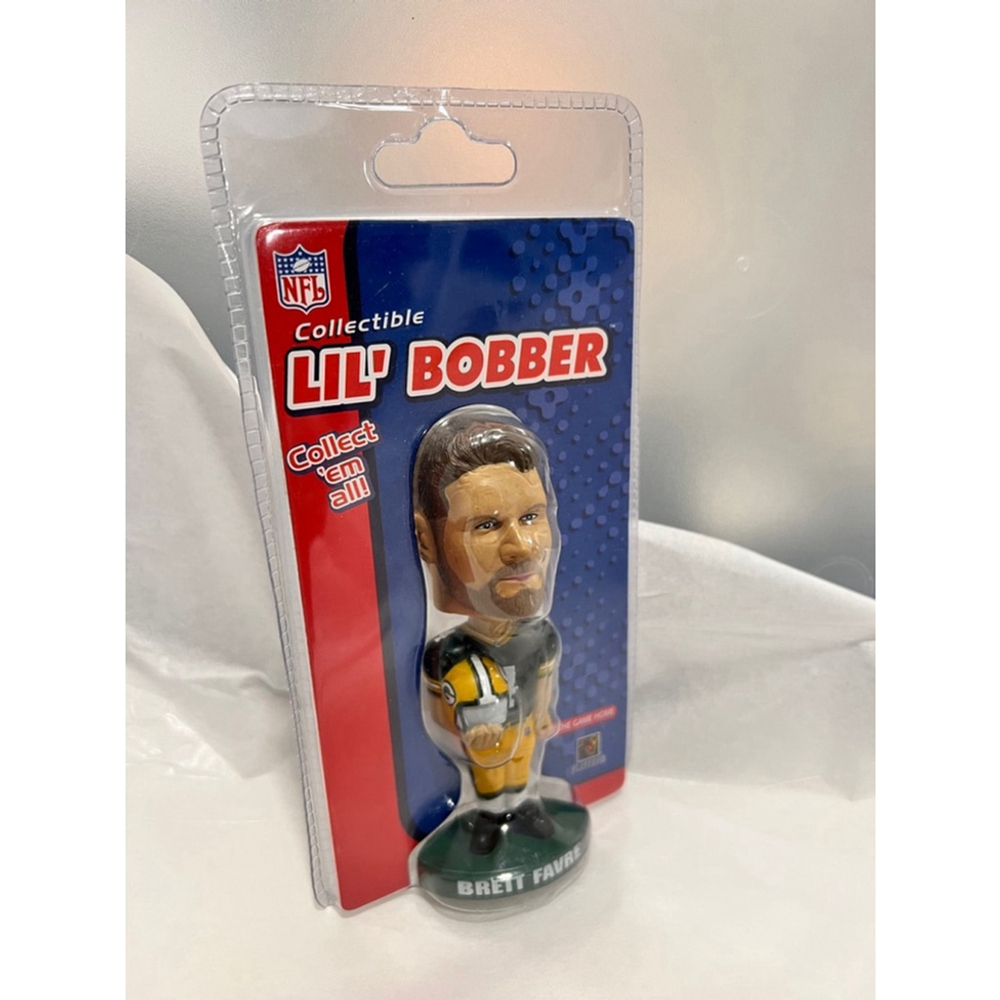 Vintage 1990s NFL Brett Favre Lil' Bobber Bobble Head Collectible Green Yellow